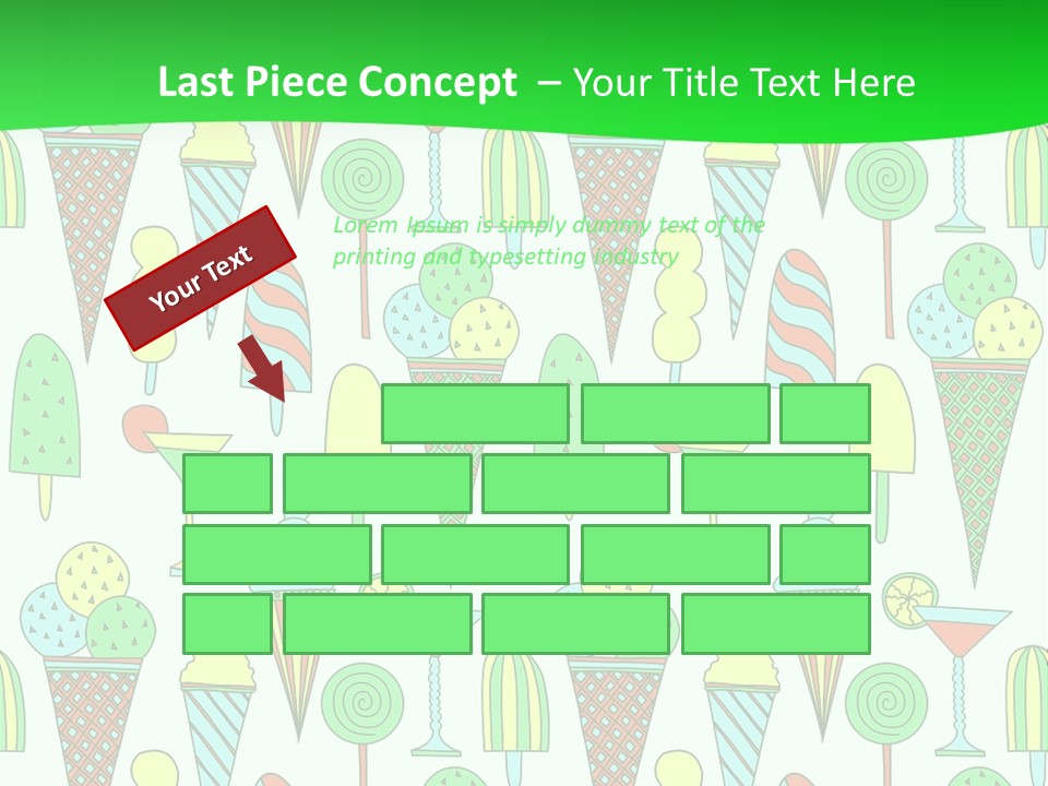 A Green And White Background With Ice Cream Cones PowerPoint Template