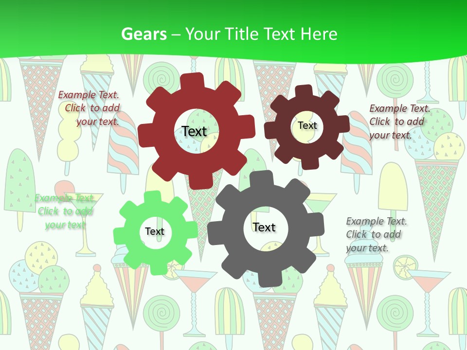 A Green And White Background With Ice Cream Cones PowerPoint Template