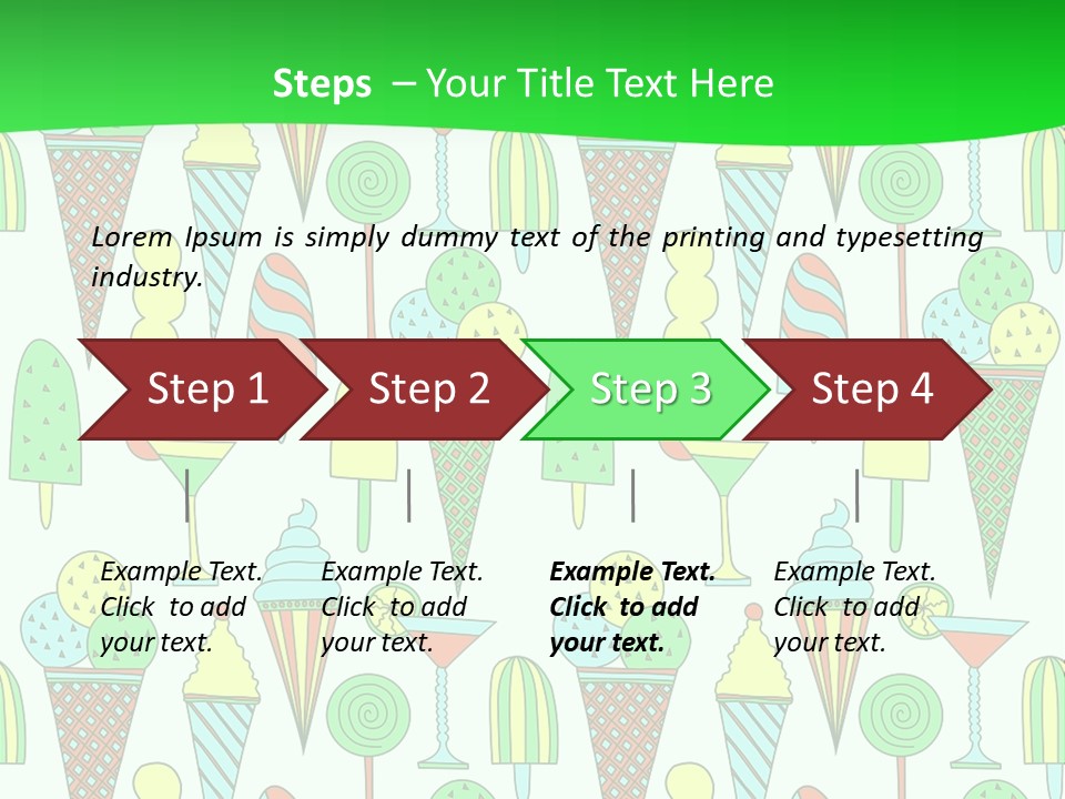 A Green And White Background With Ice Cream Cones PowerPoint Template