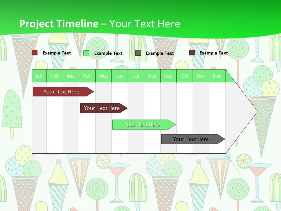 A Green And White Background With Ice Cream Cones PowerPoint Template
