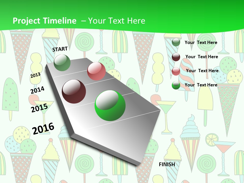 A Green And White Background With Ice Cream Cones PowerPoint Template