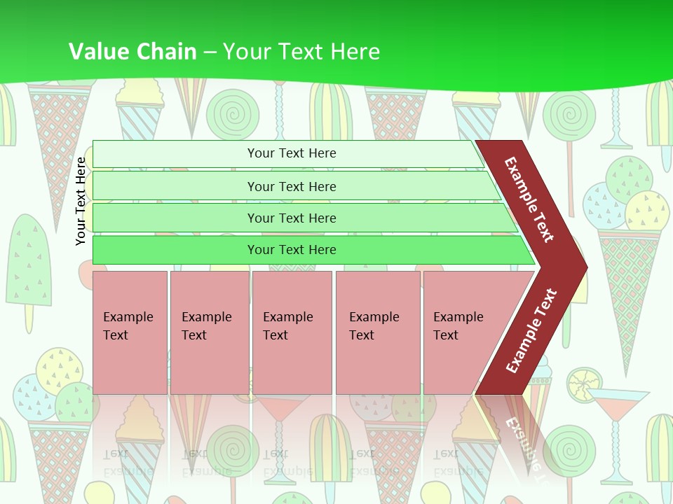 A Green And White Background With Ice Cream Cones PowerPoint Template