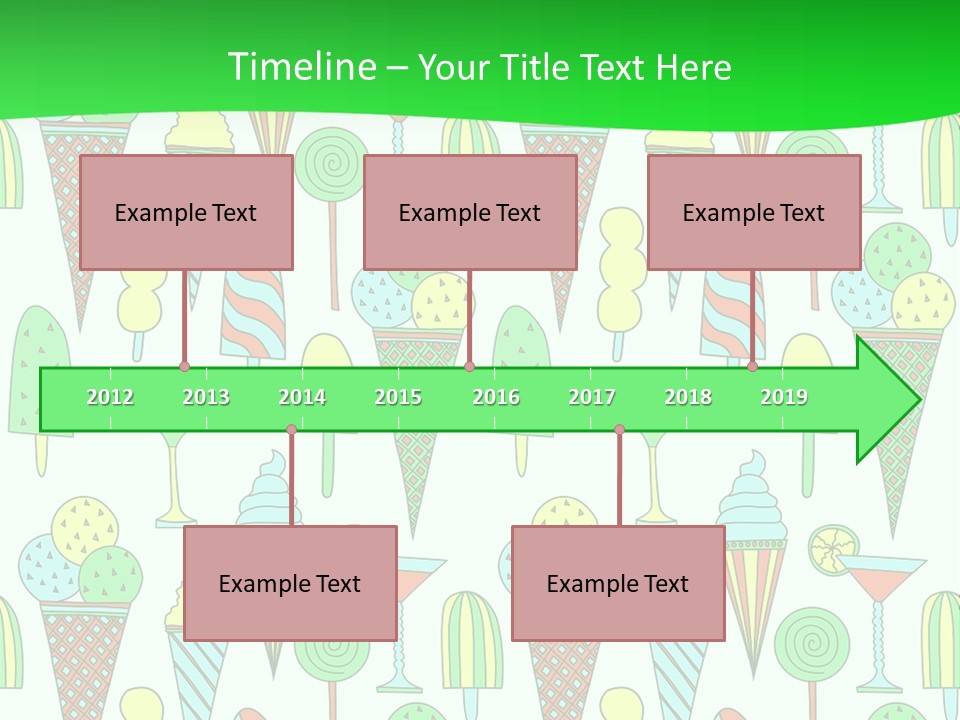 A Green And White Background With Ice Cream Cones PowerPoint Template