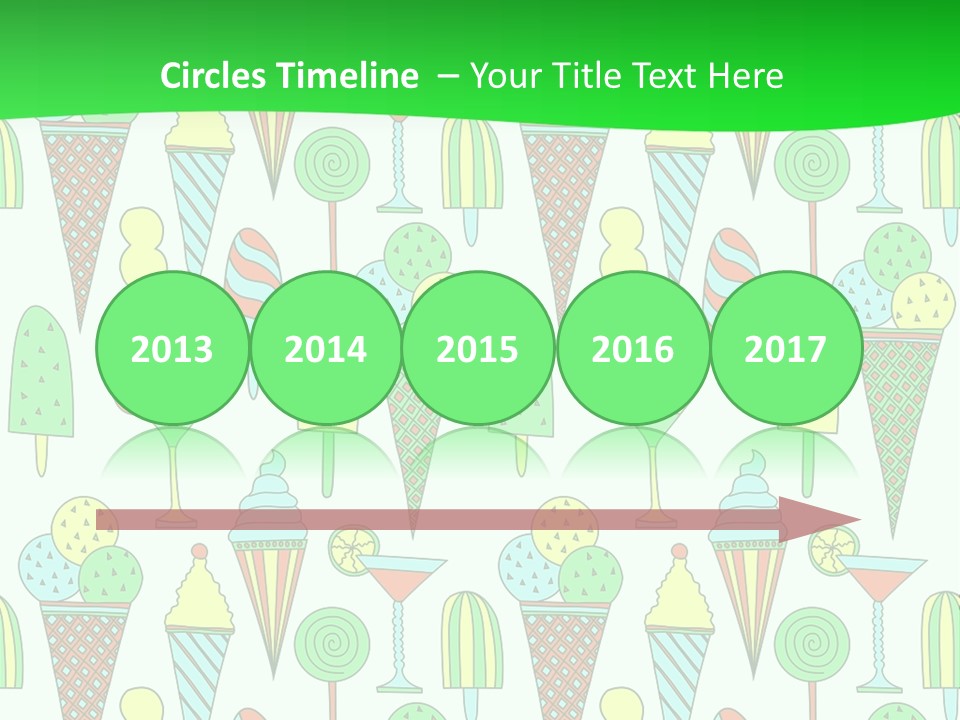 A Green And White Background With Ice Cream Cones PowerPoint Template