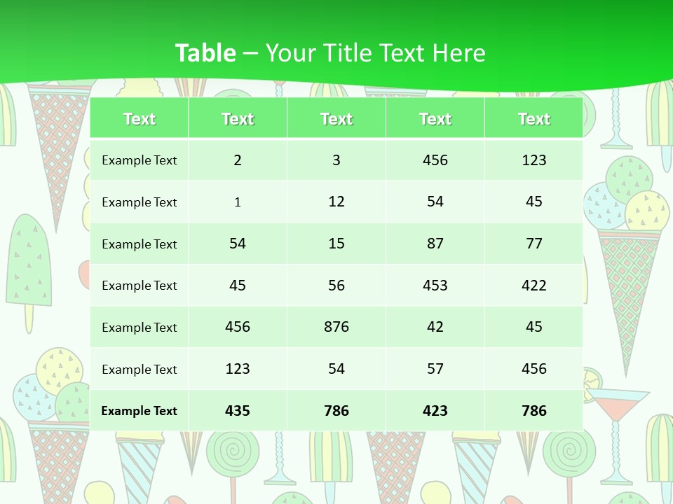 A Green And White Background With Ice Cream Cones PowerPoint Template