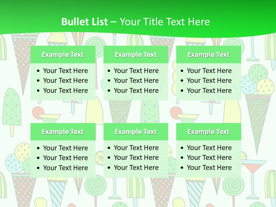 A Green And White Background With Ice Cream Cones PowerPoint Template