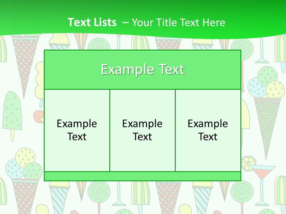 A Green And White Background With Ice Cream Cones PowerPoint Template