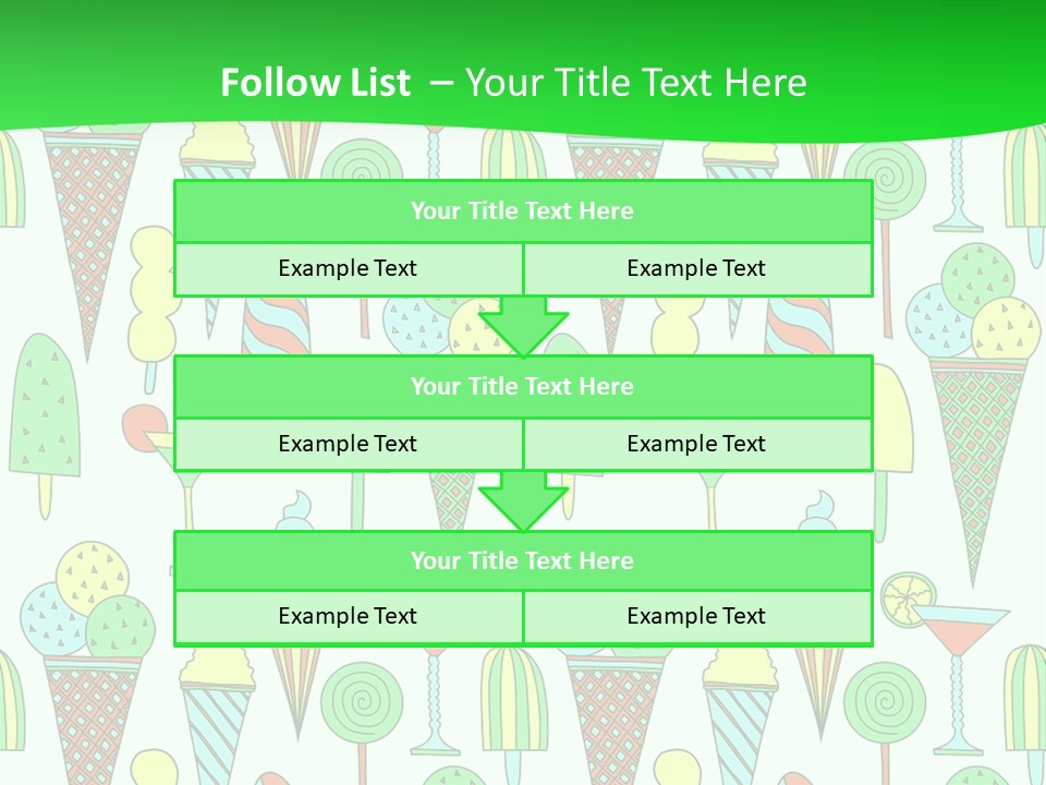 A Green And White Background With Ice Cream Cones PowerPoint Template