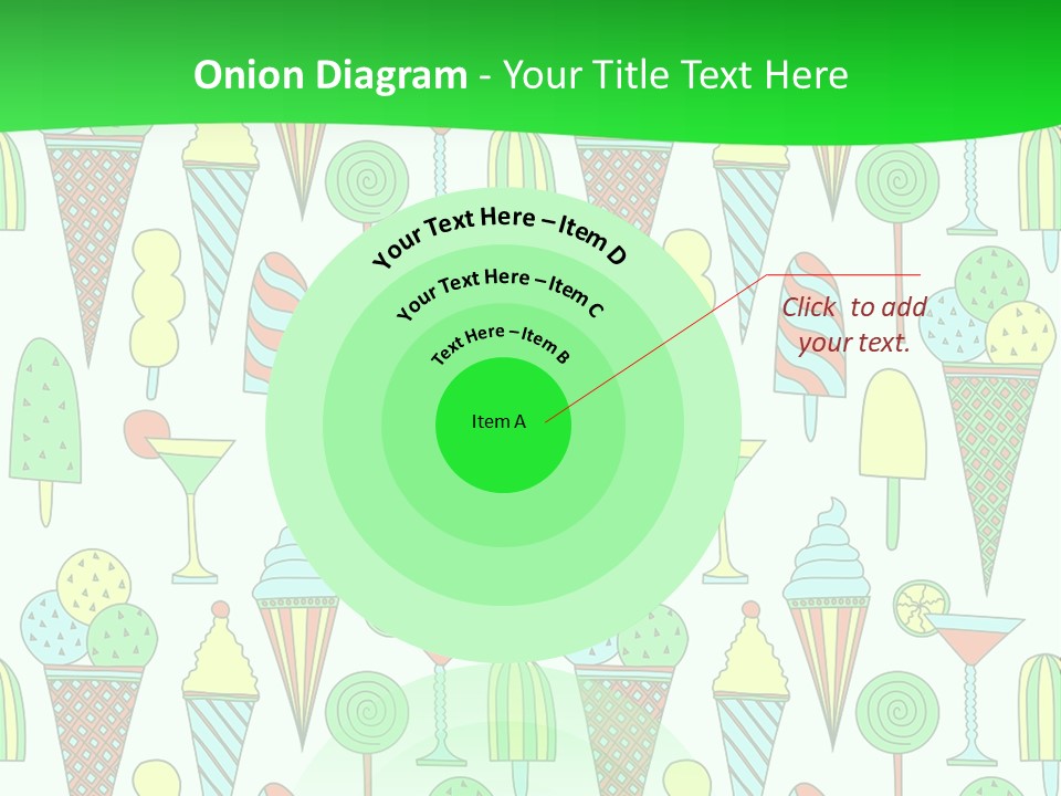 A Green And White Background With Ice Cream Cones PowerPoint Template