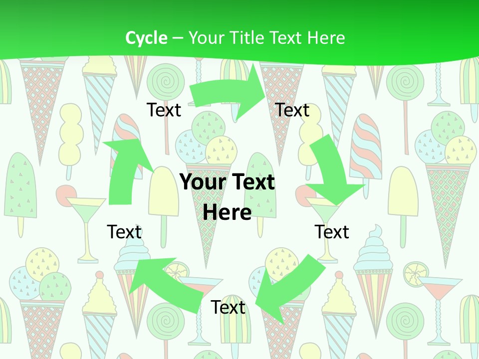 A Green And White Background With Ice Cream Cones PowerPoint Template