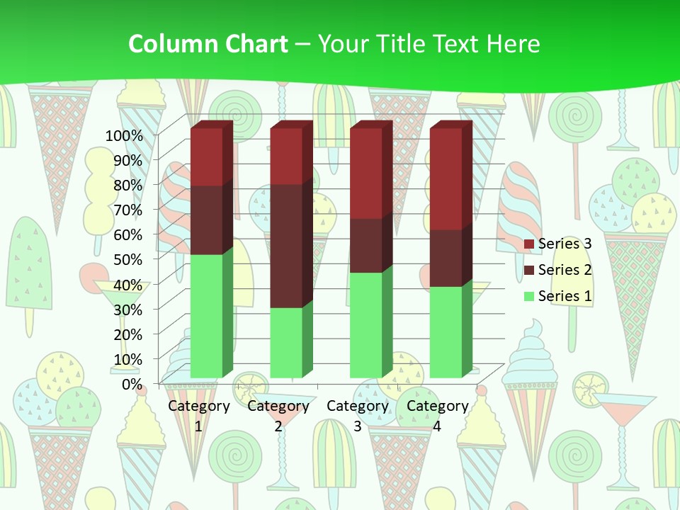 A Green And White Background With Ice Cream Cones PowerPoint Template