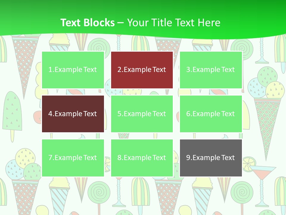 A Green And White Background With Ice Cream Cones PowerPoint Template