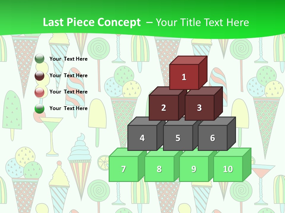A Green And White Background With Ice Cream Cones PowerPoint Template