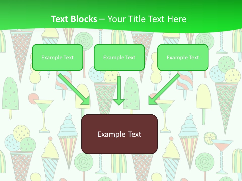 A Green And White Background With Ice Cream Cones PowerPoint Template