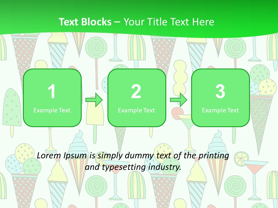 A Green And White Background With Ice Cream Cones PowerPoint Template