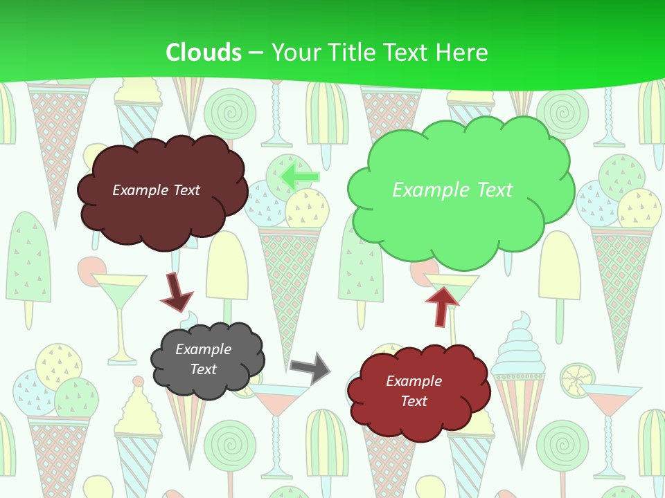 A Green And White Background With Ice Cream Cones PowerPoint Template