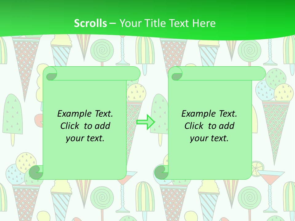 A Green And White Background With Ice Cream Cones PowerPoint Template