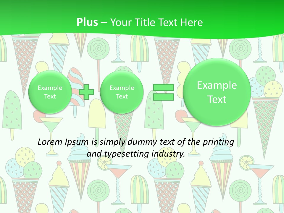 A Green And White Background With Ice Cream Cones PowerPoint Template