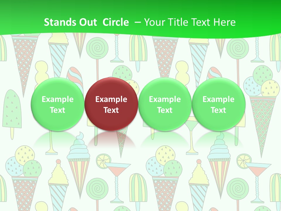 A Green And White Background With Ice Cream Cones PowerPoint Template
