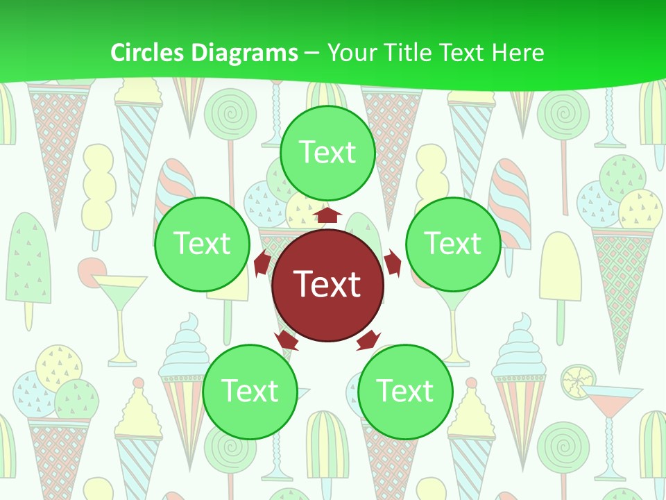 A Green And White Background With Ice Cream Cones PowerPoint Template