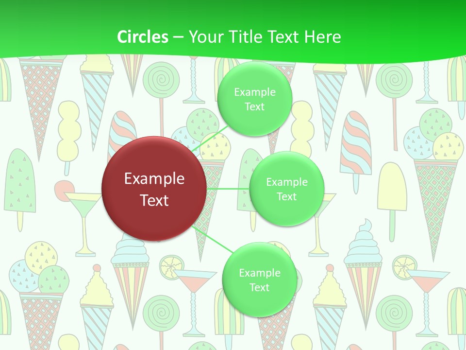 A Green And White Background With Ice Cream Cones PowerPoint Template