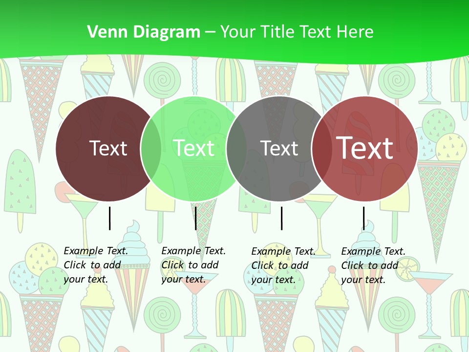 A Green And White Background With Ice Cream Cones PowerPoint Template