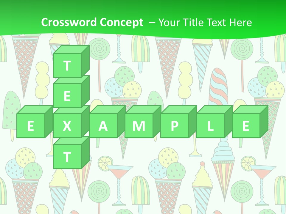 A Green And White Background With Ice Cream Cones PowerPoint Template