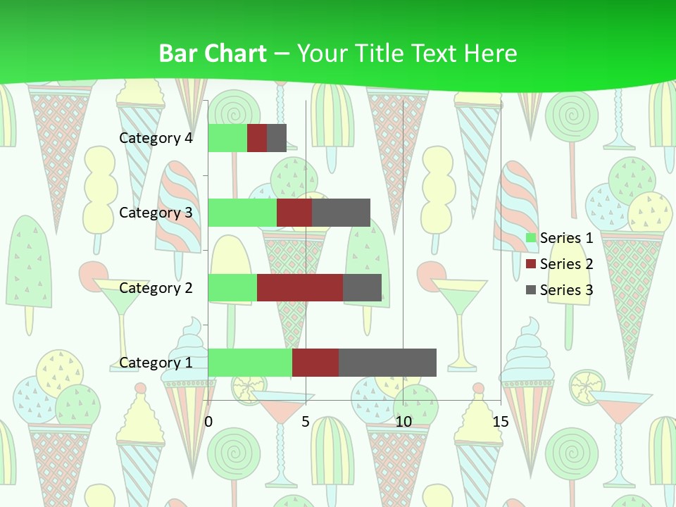 A Green And White Background With Ice Cream Cones PowerPoint Template