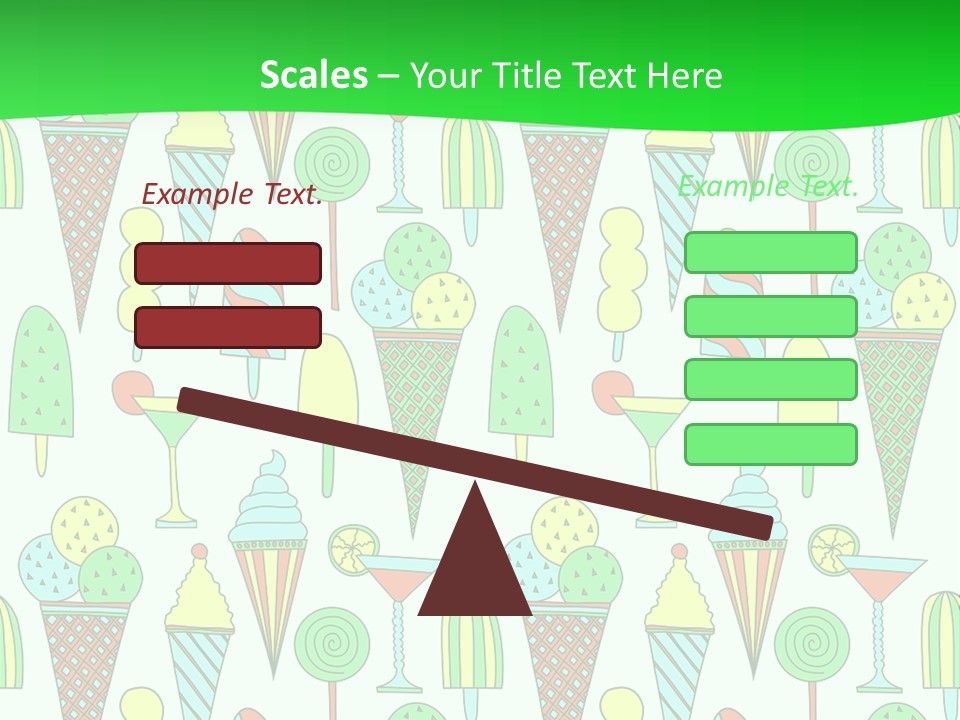 A Green And White Background With Ice Cream Cones PowerPoint Template