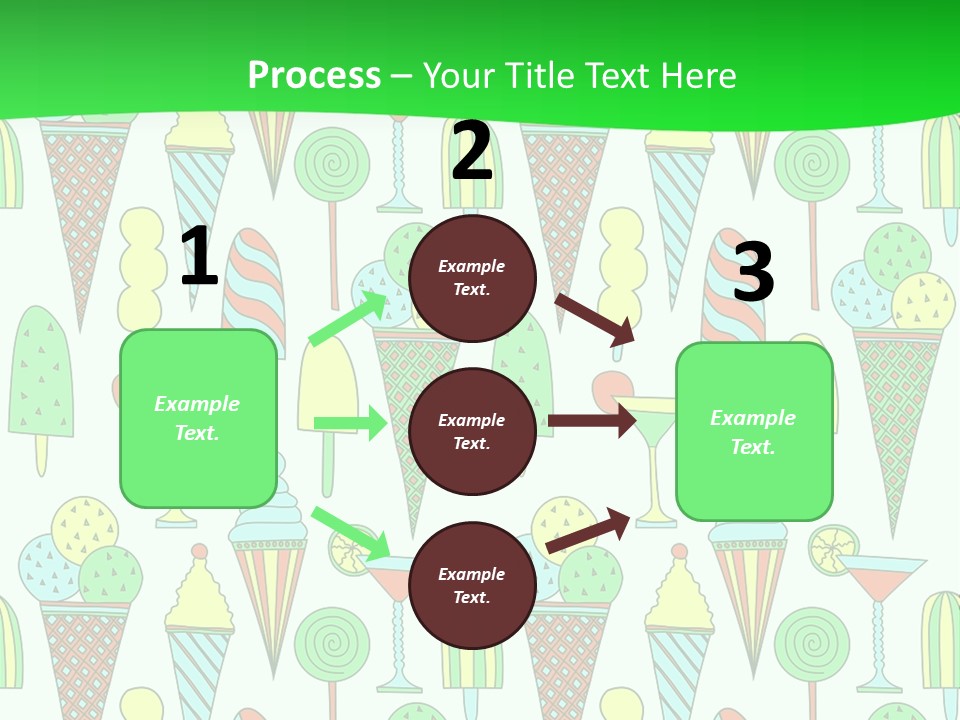 A Green And White Background With Ice Cream Cones PowerPoint Template