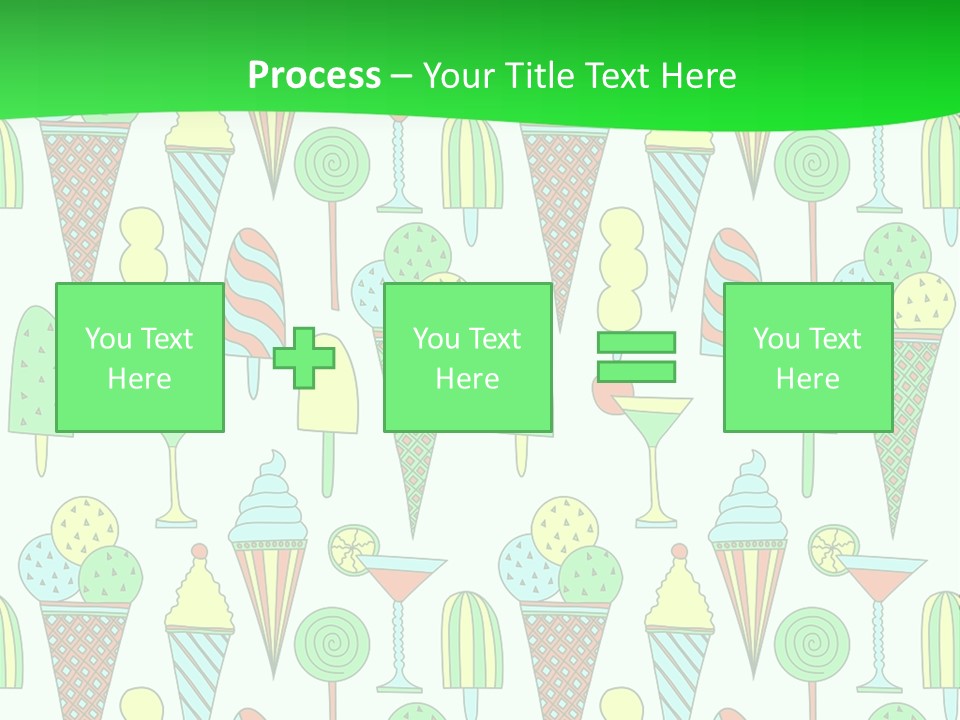 A Green And White Background With Ice Cream Cones PowerPoint Template