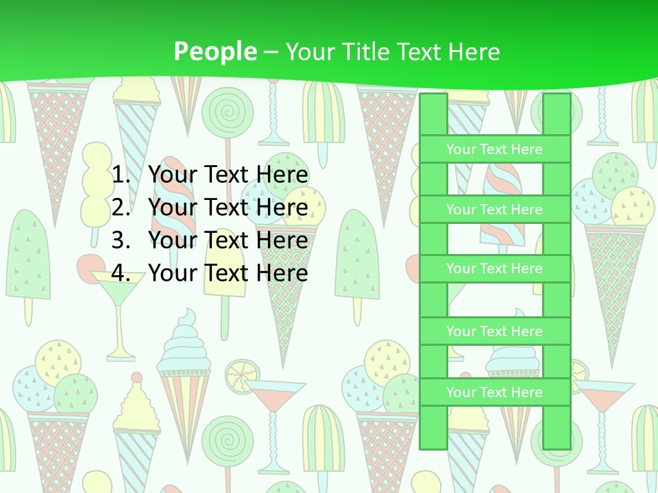 A Green And White Background With Ice Cream Cones PowerPoint Template