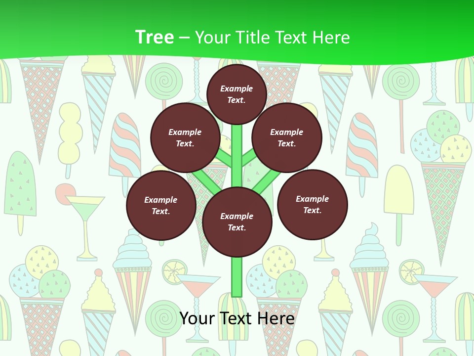 A Green And White Background With Ice Cream Cones PowerPoint Template