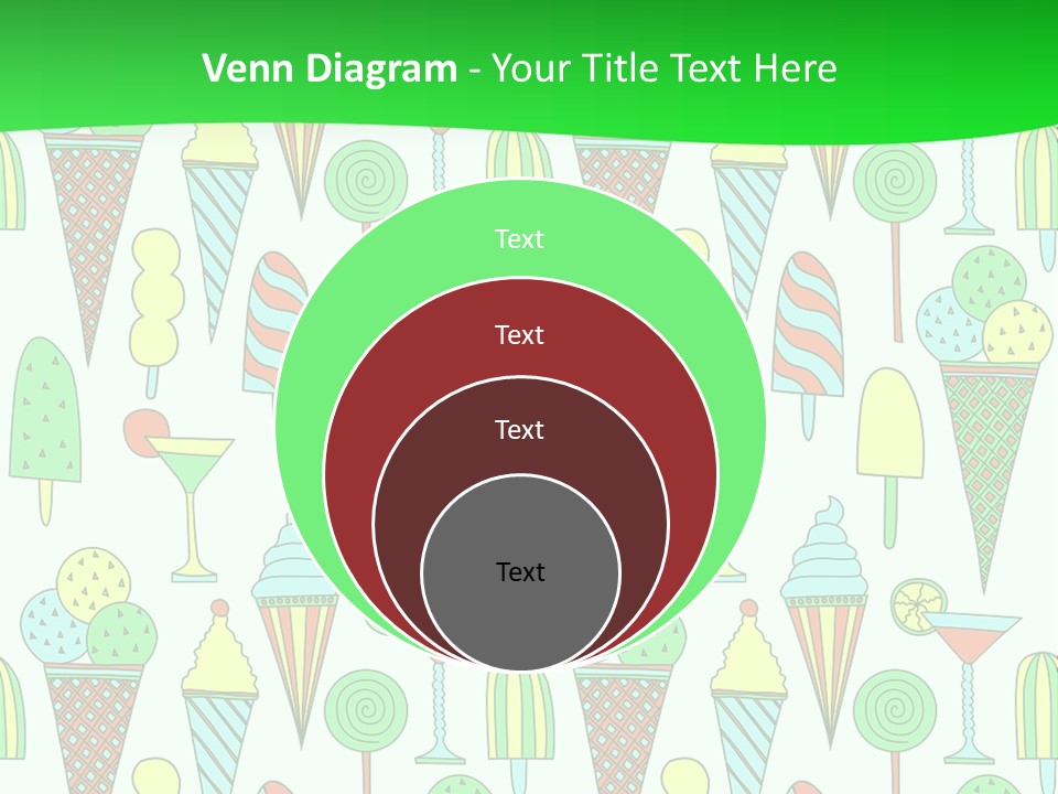 A Green And White Background With Ice Cream Cones PowerPoint Template