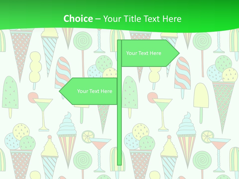 A Green And White Background With Ice Cream Cones PowerPoint Template