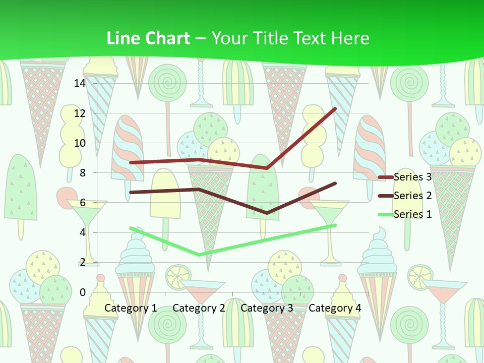 A Green And White Background With Ice Cream Cones PowerPoint Template