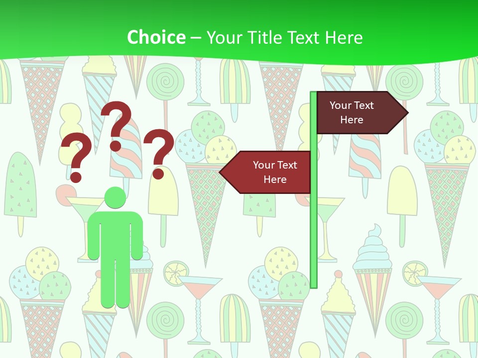 A Green And White Background With Ice Cream Cones PowerPoint Template