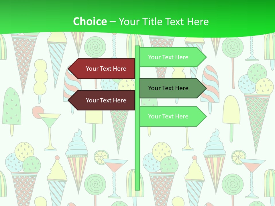 A Green And White Background With Ice Cream Cones PowerPoint Template