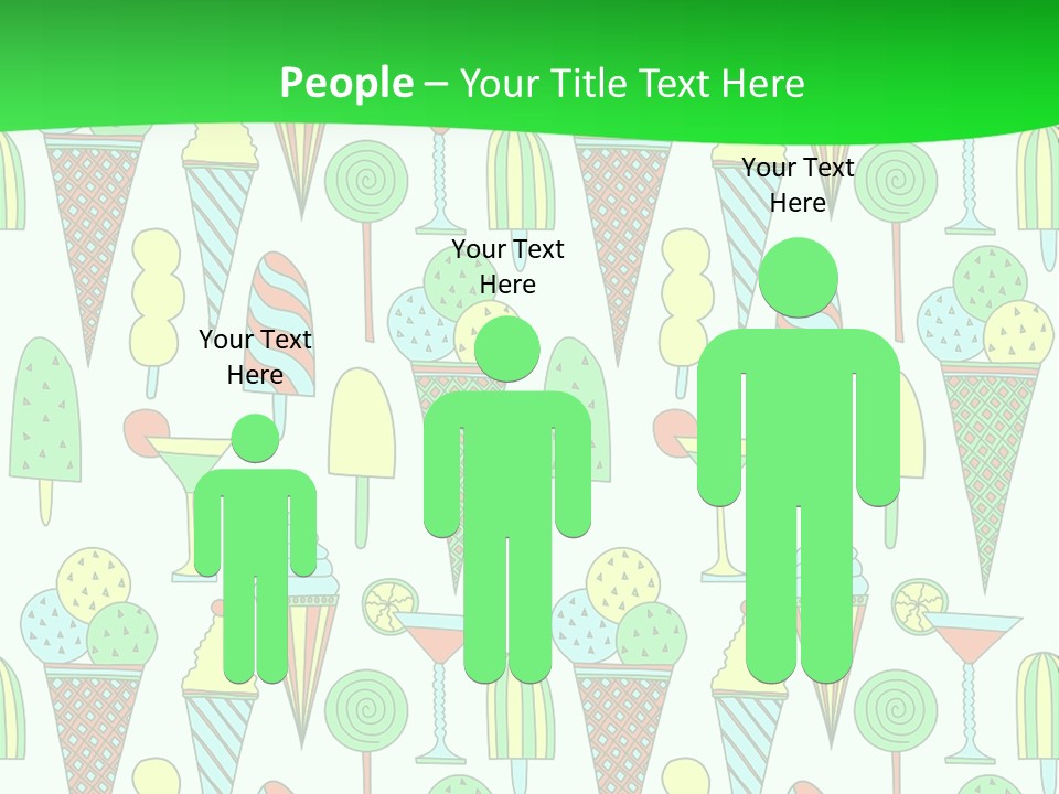 A Green And White Background With Ice Cream Cones PowerPoint Template