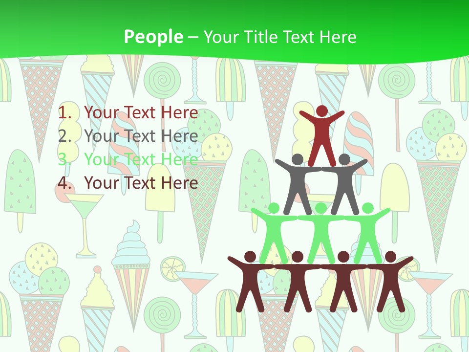 A Green And White Background With Ice Cream Cones PowerPoint Template