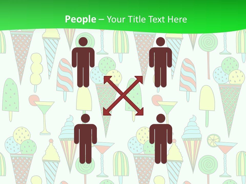 A Green And White Background With Ice Cream Cones PowerPoint Template