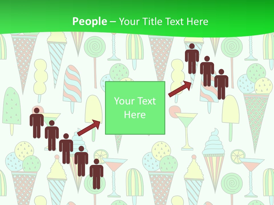 A Green And White Background With Ice Cream Cones PowerPoint Template