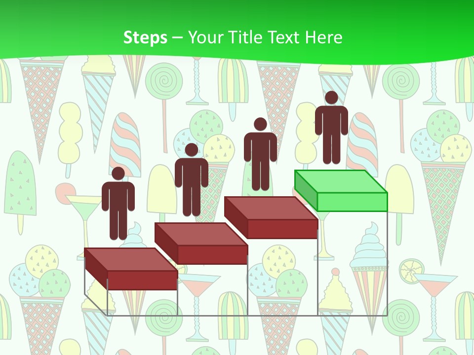 A Green And White Background With Ice Cream Cones PowerPoint Template