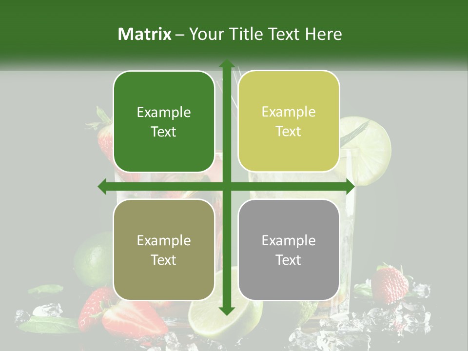 Two Glasses Of Ice Tea With Strawberries And Limes PowerPoint Template