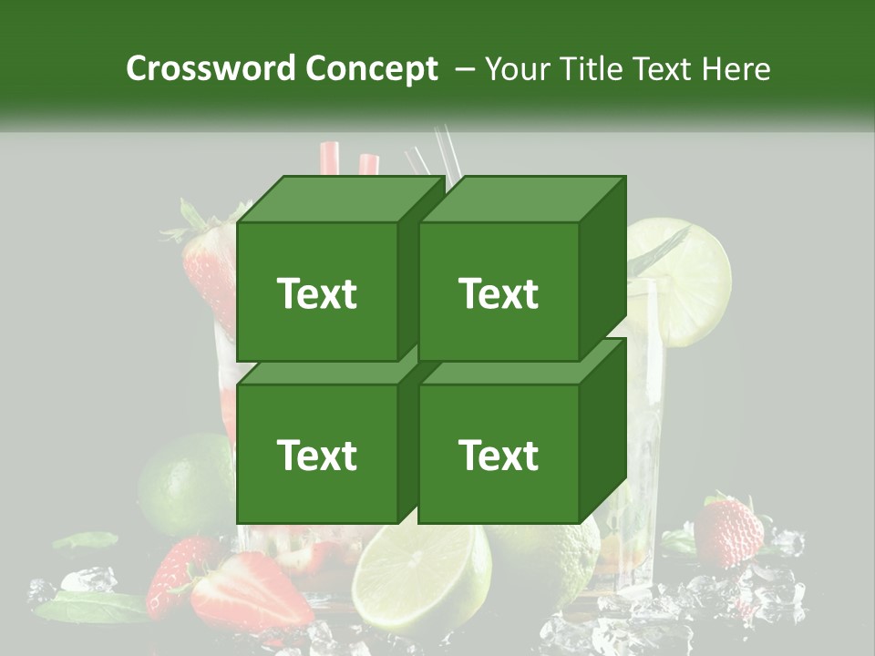Two Glasses Of Ice Tea With Strawberries And Limes PowerPoint Template