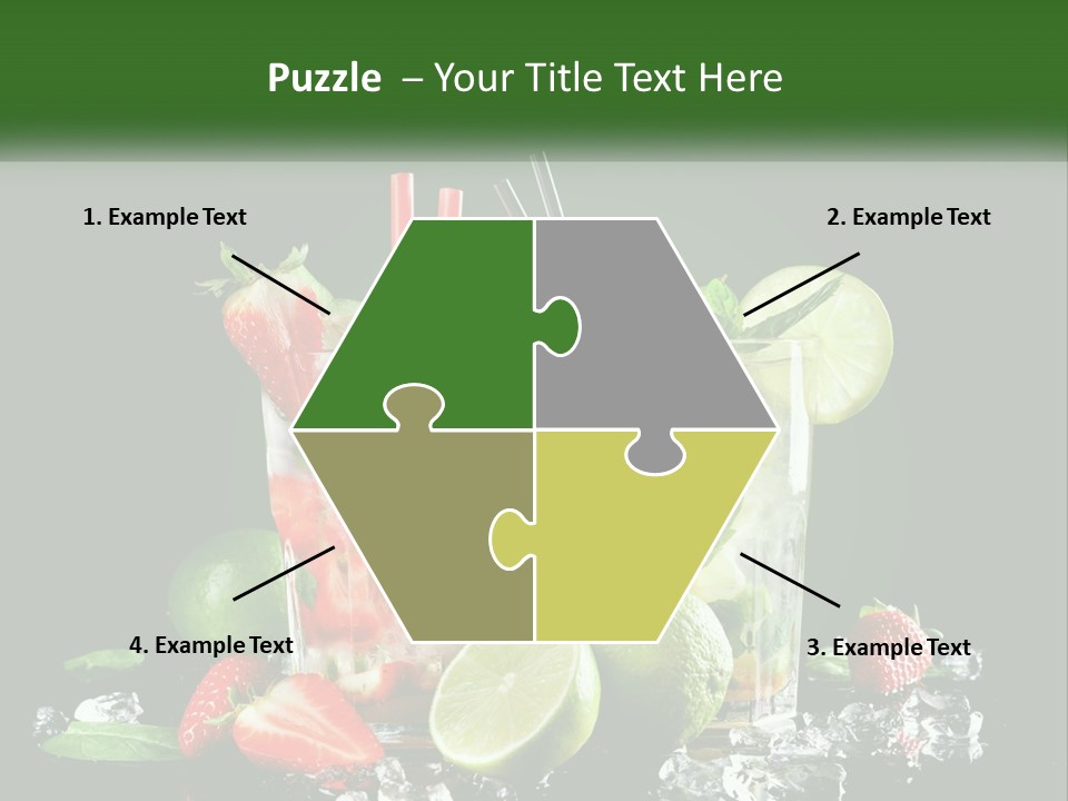 Two Glasses Of Ice Tea With Strawberries And Limes PowerPoint Template