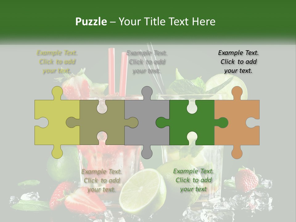 Two Glasses Of Ice Tea With Strawberries And Limes PowerPoint Template