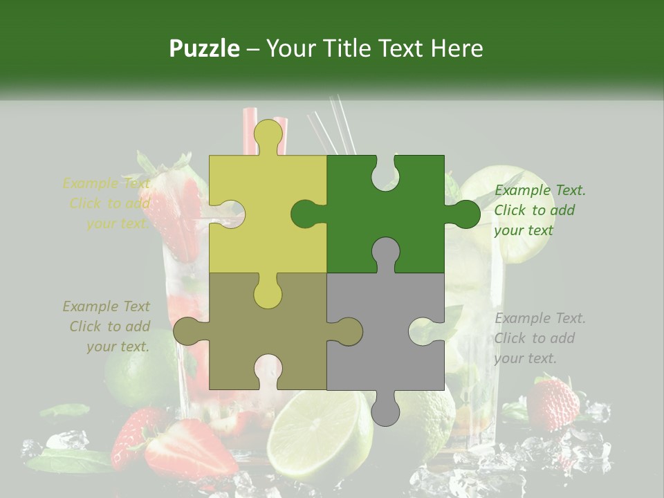 Two Glasses Of Ice Tea With Strawberries And Limes PowerPoint Template