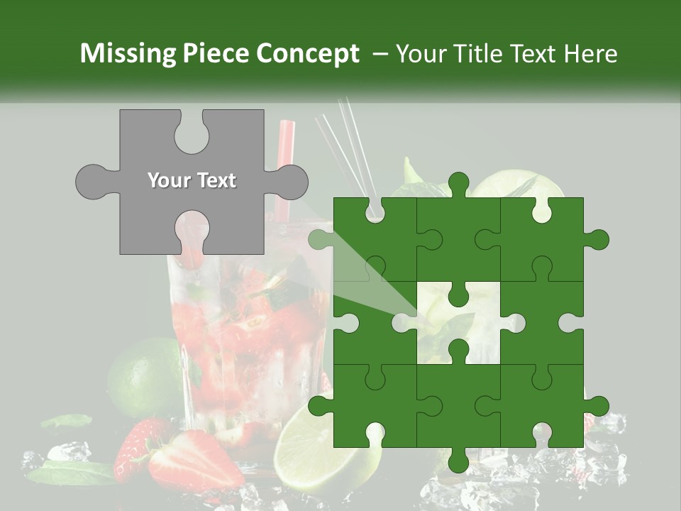 Two Glasses Of Ice Tea With Strawberries And Limes PowerPoint Template