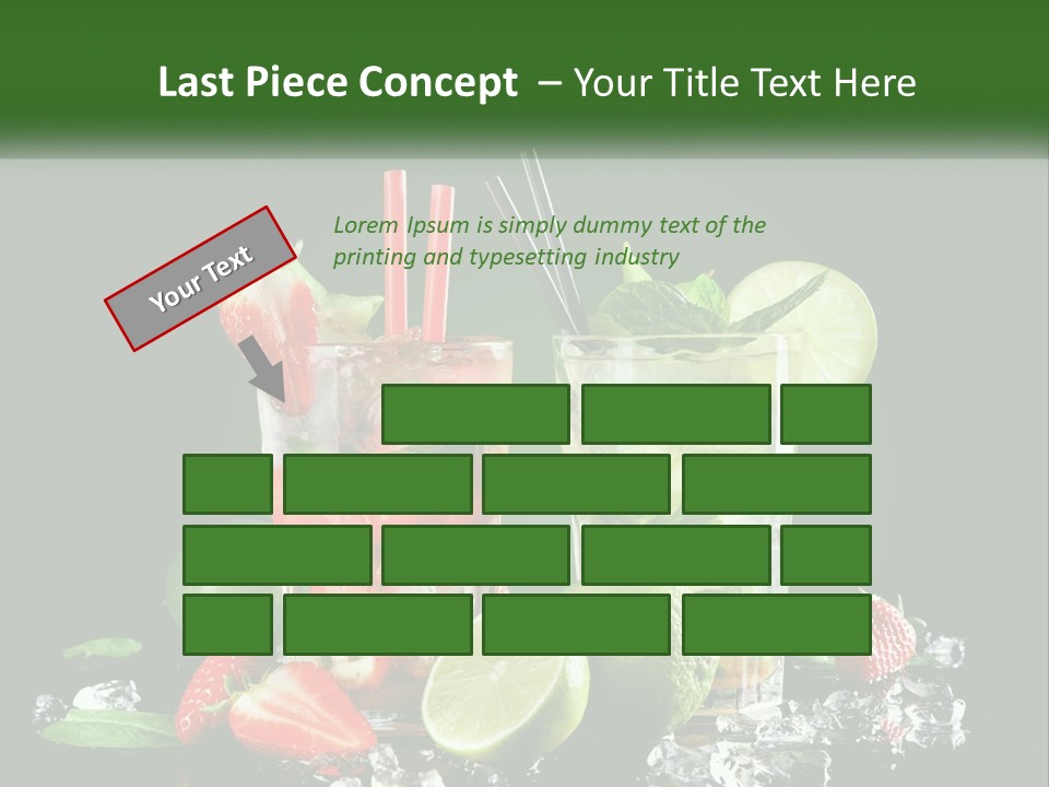 Two Glasses Of Ice Tea With Strawberries And Limes PowerPoint Template